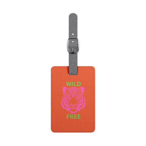 Wild Free Tiger Luggage Tag featuring vibrant colors and durable design for travel.