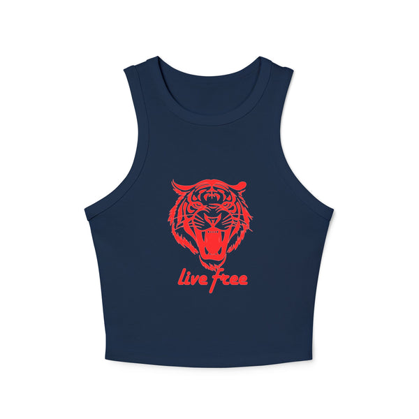 Live Free Tiger Graphic Racer Tank Top for Women