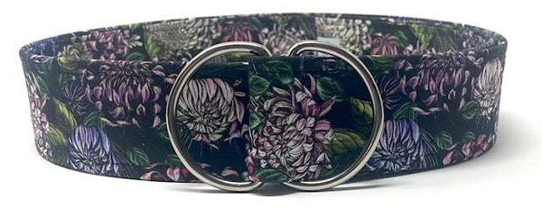Black floral 2 inch wide d ring belt by oliver green