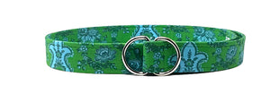 Kelly Green and Light blue d-ring belt by oliver green