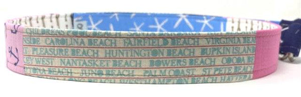 Patchwork nautical d-ring belt blue and pink by oliver green