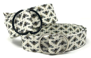 White D-ring belt by oliver green features bees