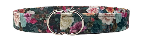 floral teal d-ring belt by oliver green