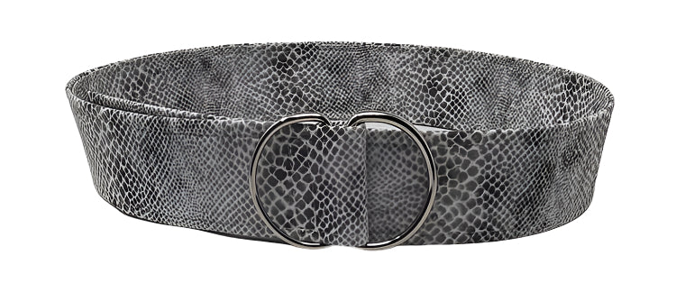 grey faux snakeskin dring belt