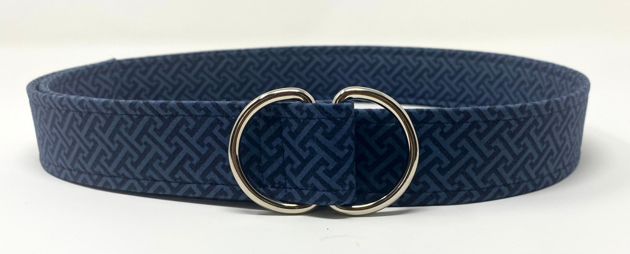 Navy Blue greek key d ring belt by oliver green