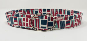 Red and teal nautical flag belt by oliver green