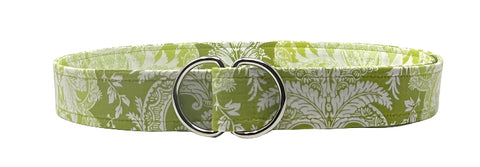 lime and light green mod paisley d-ring belt by oliver green
