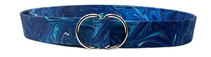 marbleized cobalt blue and royal d-ring belt