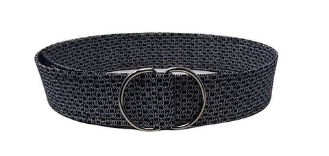 Midnight Chain Link D-Ring Belt with navy blue and white chain link pattern.