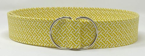 Greek Key yellow white d-ring belt by oliver green