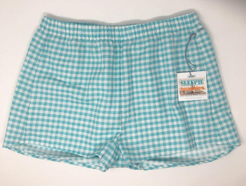 Turquoise Geometric shorts for women! These lightweight shorts are great for hot beach days, boat days, and summer days and night. Versatile prints make our boxers mBoxersOliver Green