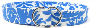 Blue floral d-ring belt by oliver green is powder blue and white