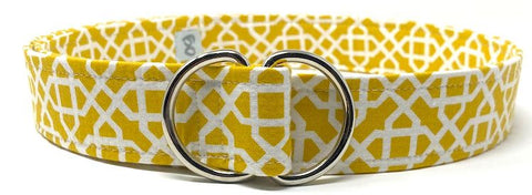 golden yellow geometric belt by oliver green