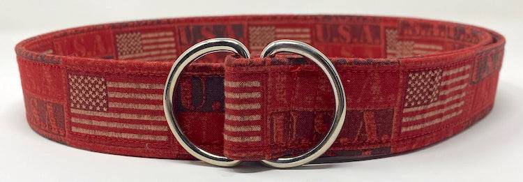 Red USA american flag belt by oliver green