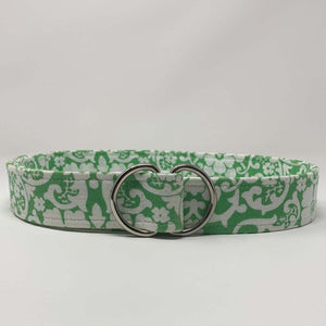 Green and white floral belt by oliver green