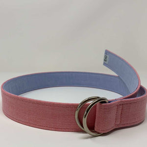 salmon oxford cloth d ring belt by oliver green