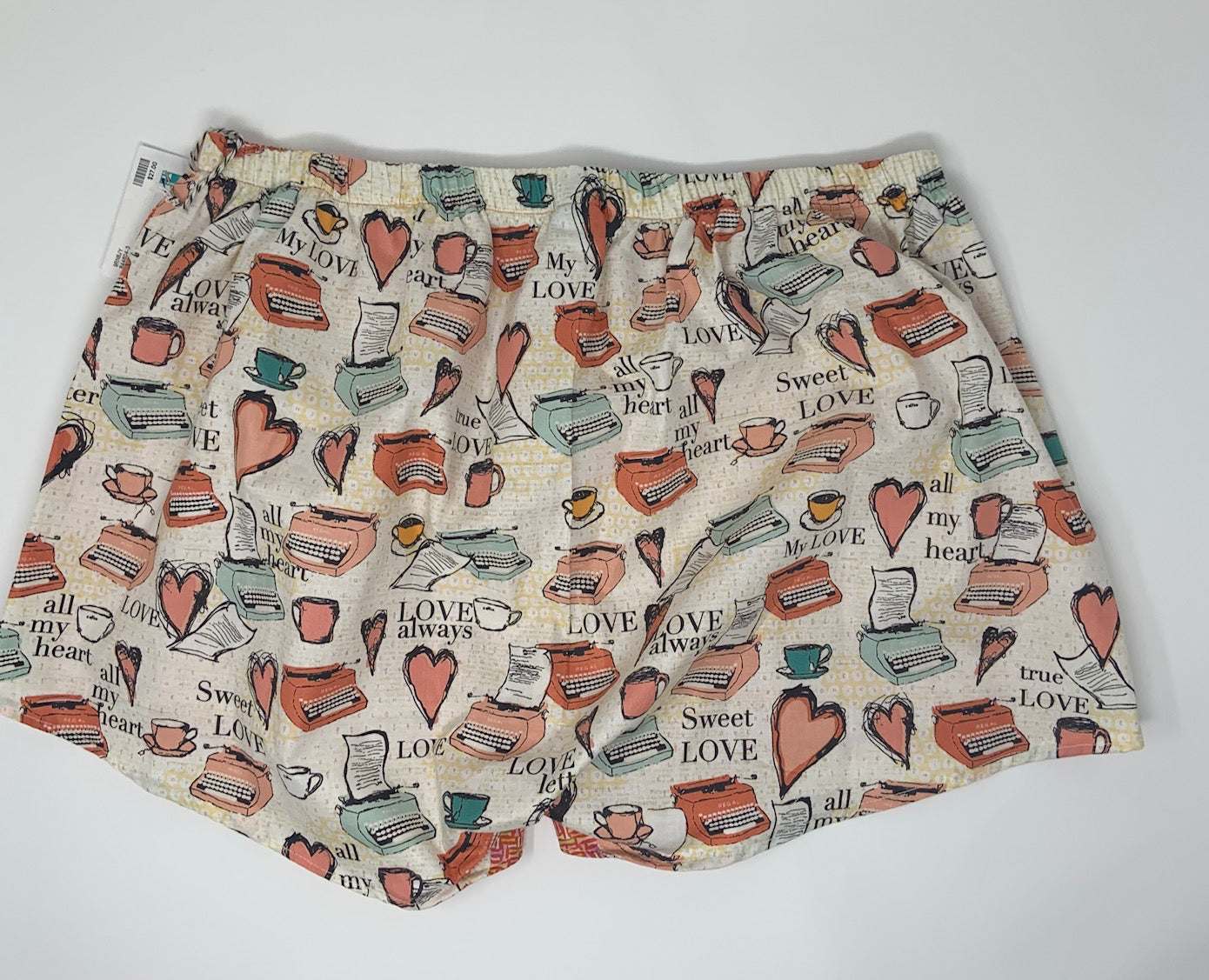 Love Cartoon Sleepie Beachie Boxer Shorts great for lounge, sleep, boat, beach, lunch, fun. 
SIZE SMALL fits women's 0-4BoxersOliver Green CT