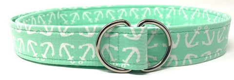 Mint green d ring belt with anchors by oliver green
