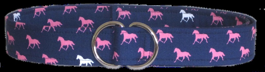 Navy Blue and Pink Horse Belt by Oliver Green