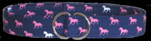 Navy Blue and Pink Horse Belt by Oliver Green